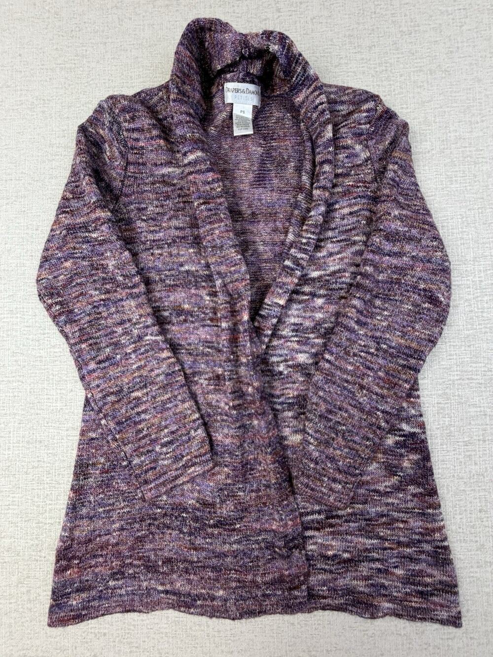 Draper’s & Damon’s Petites PS Purple Space Dye Wool Blend Cardigan Sweater